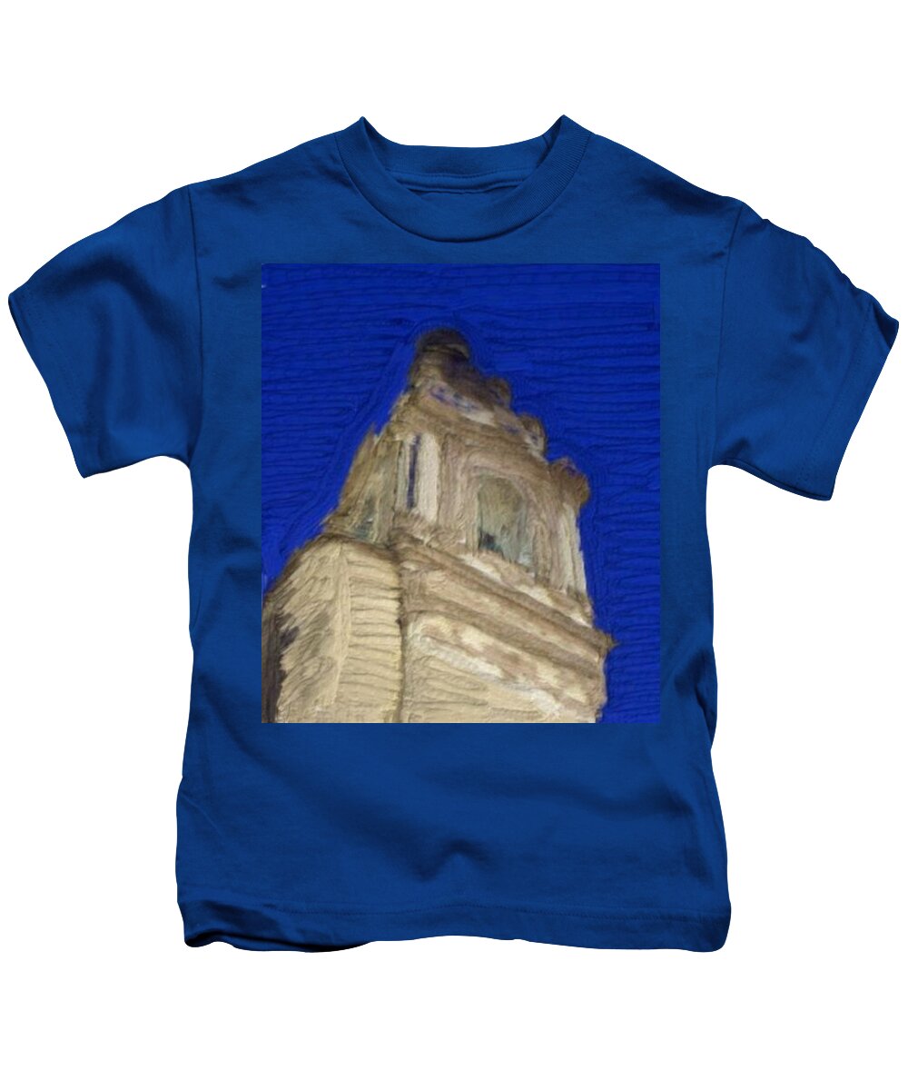 Ecija Kids T-Shirt featuring the painting Church Steeple in Ecija #2 by Bruce Nutting