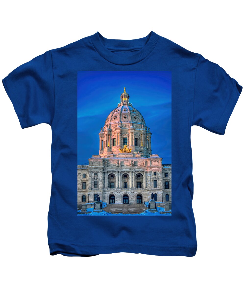 St Paul Skyline Kids T-Shirt featuring the photograph Minnesota State Capitol St Paul #3 by Amanda Stadther