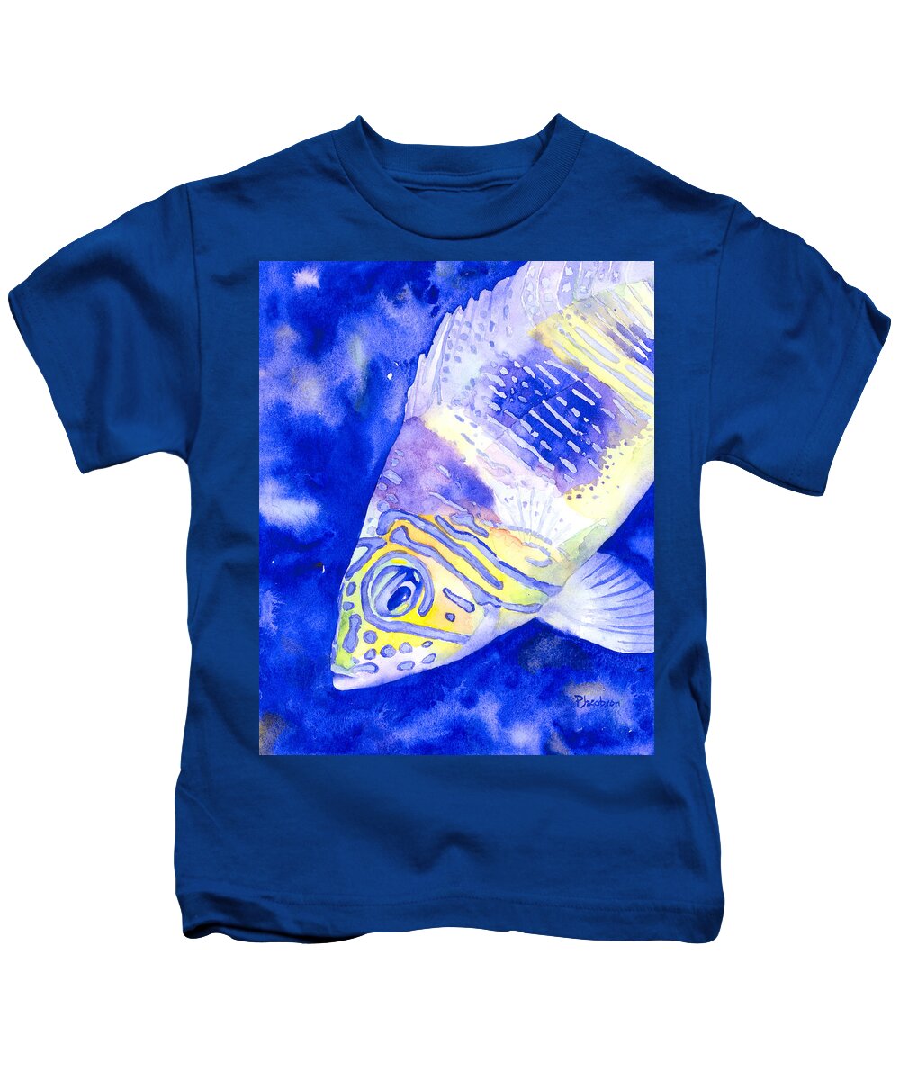 Fish Kids T-Shirt featuring the painting Barred Hamlet Portrait by Pauline Walsh Jacobson