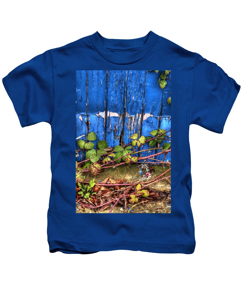 Blue Kids T-Shirt featuring the photograph Blue door by Spikey Mouse Photography