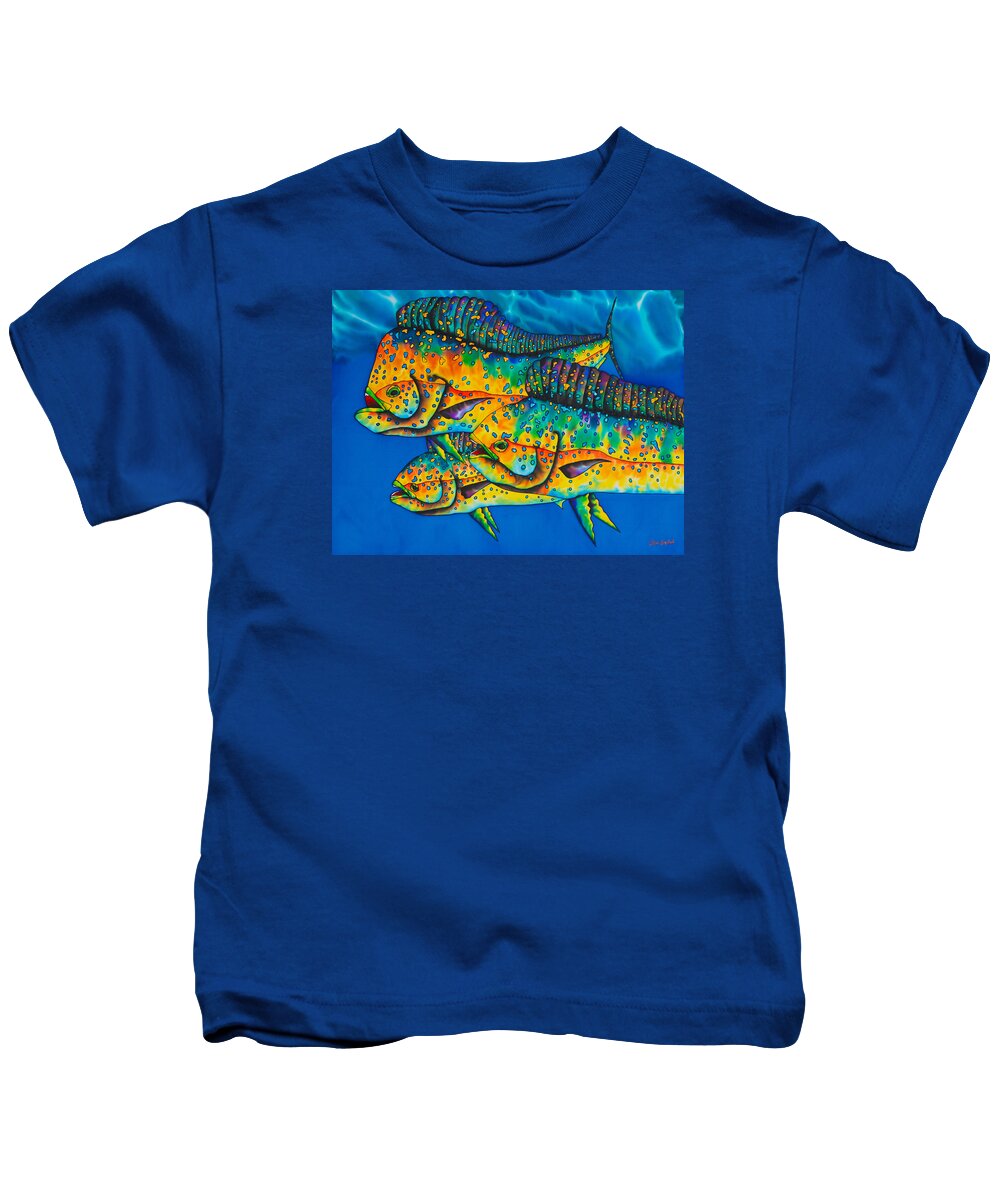 Mahi Mahi Kids T-Shirt featuring the painting Caribbean Mahi Mahi - Dorado Fish by Daniel Jean-Baptiste