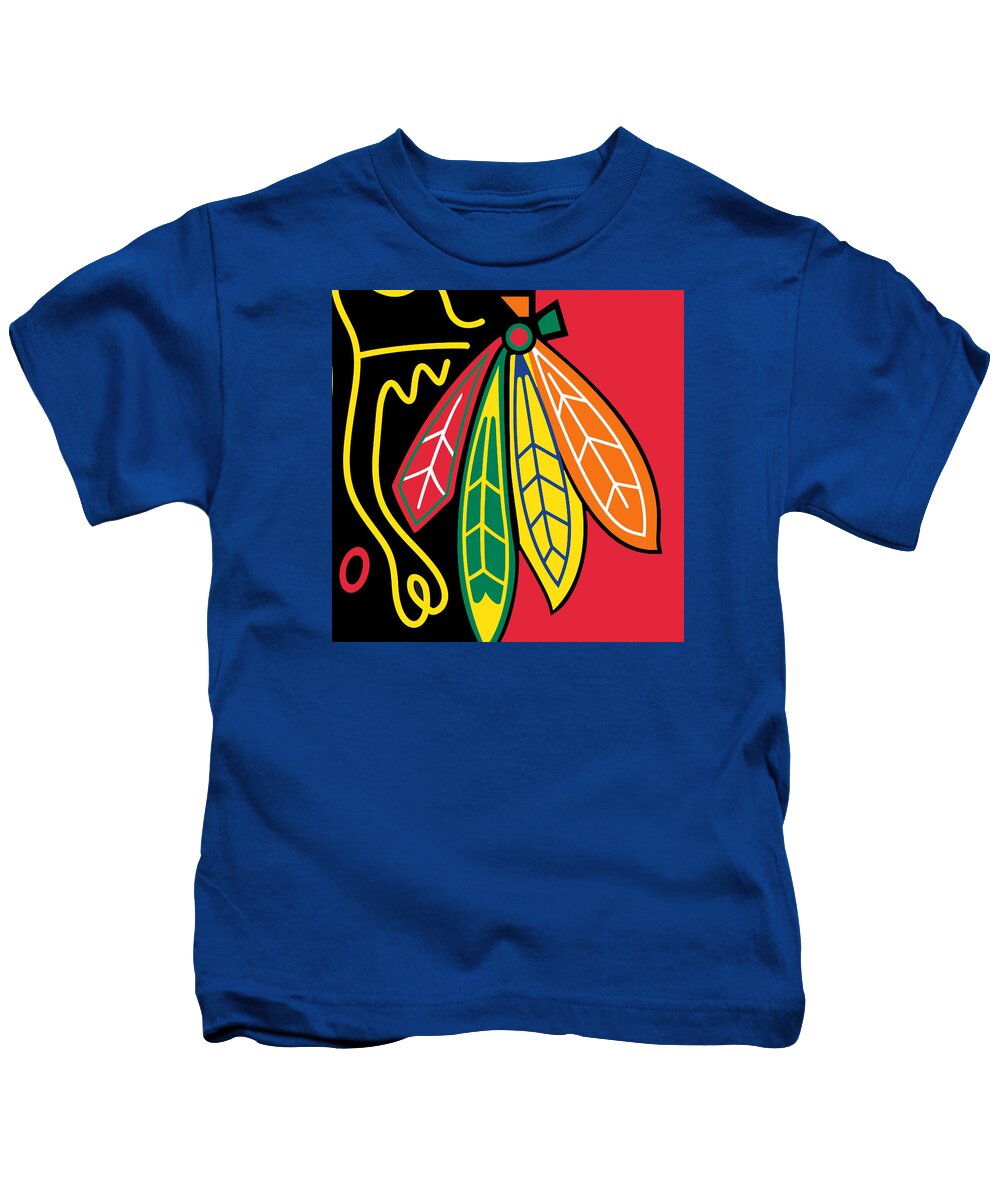 Chicago Kids T-Shirt featuring the painting Chicago Blackhawks by Tony Rubino