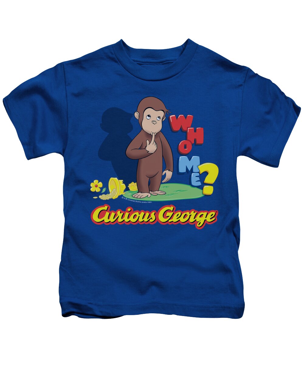 Curious George Kids T-Shirt featuring the digital art Curious George - Who Me by Brand A