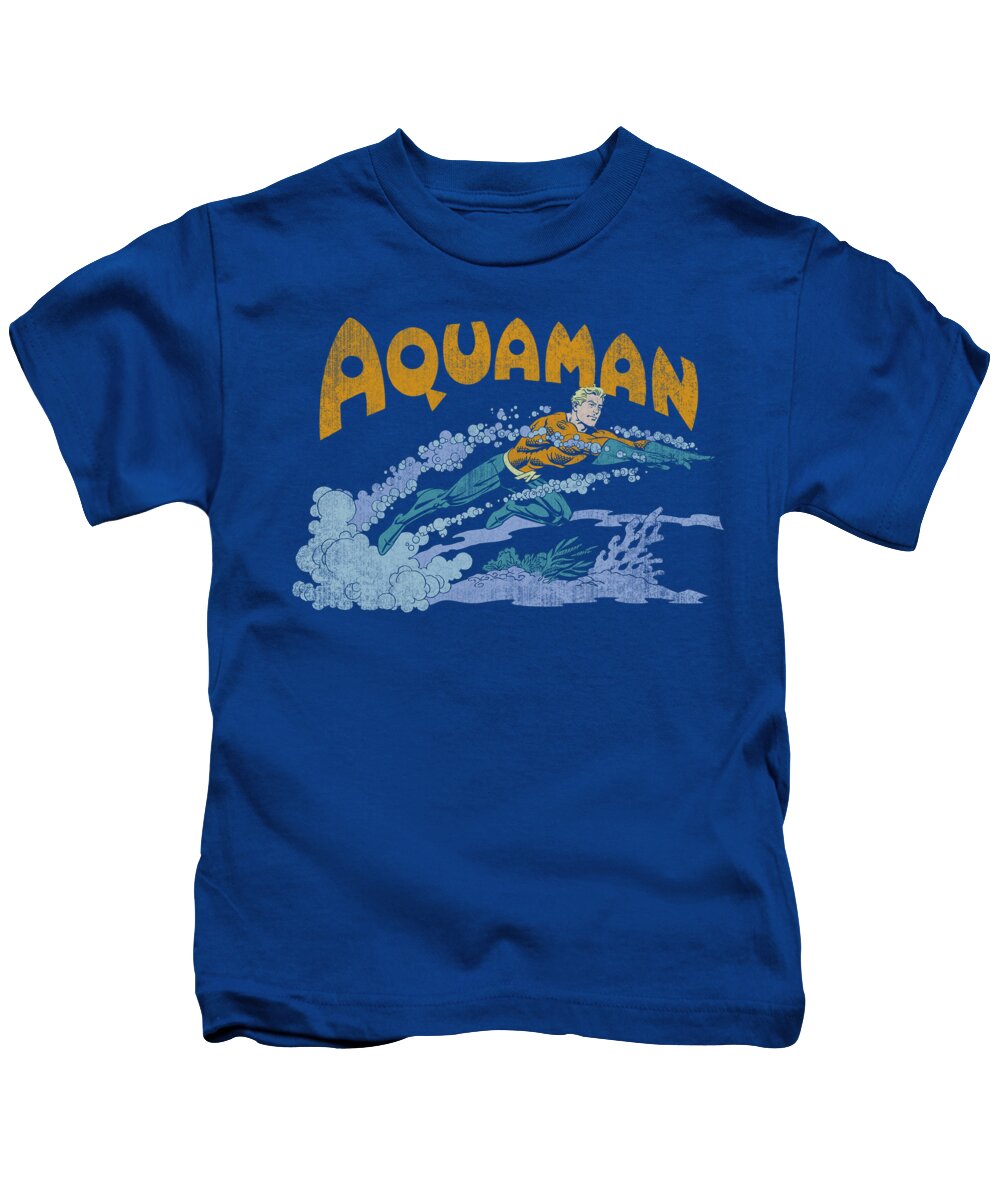 Dc Comics Kids T-Shirt featuring the digital art Dc - Aqua Swim by Brand A
