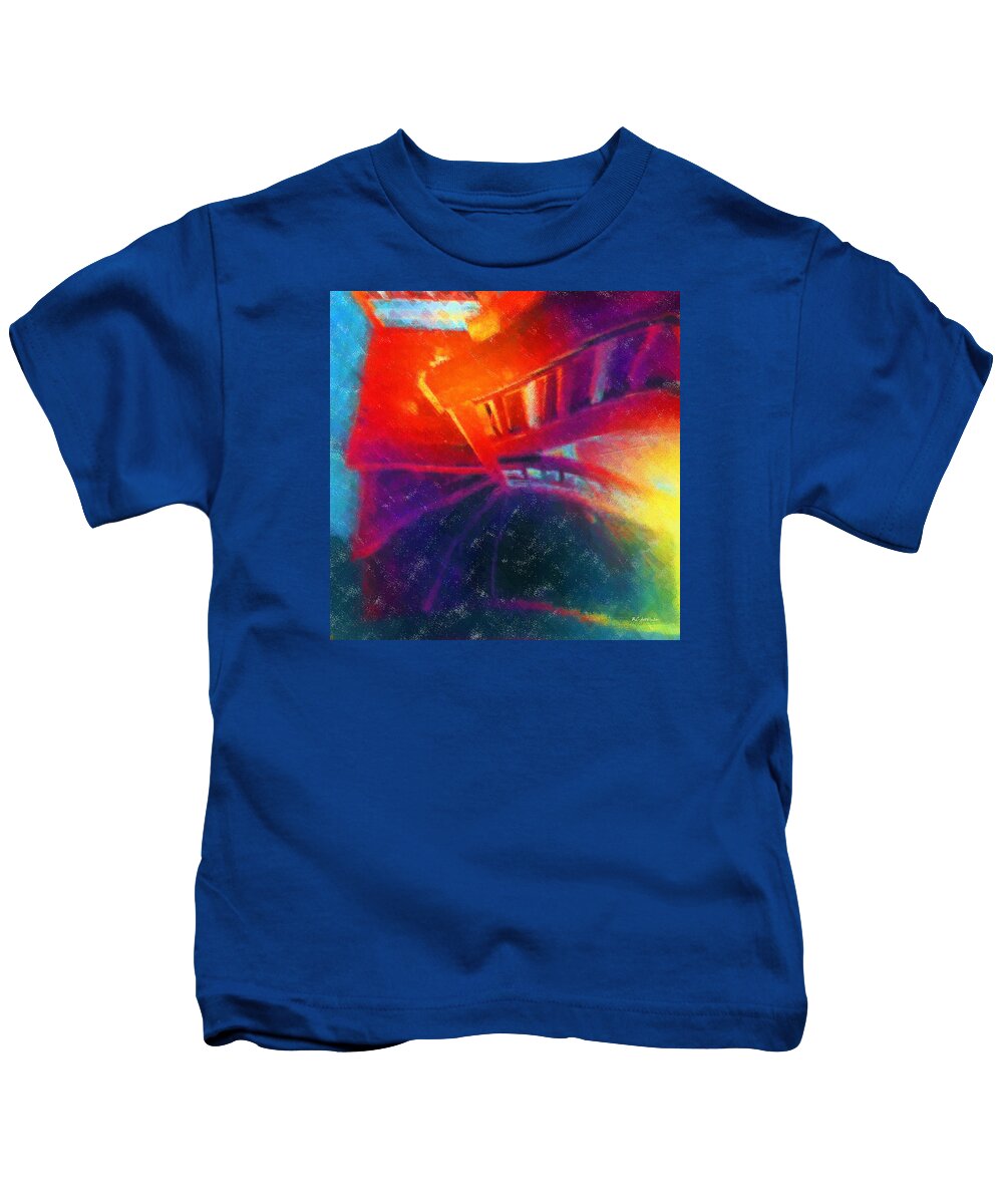 Stairs Kids T-Shirt featuring the painting Descending the Stardust Stairway by RC DeWinter