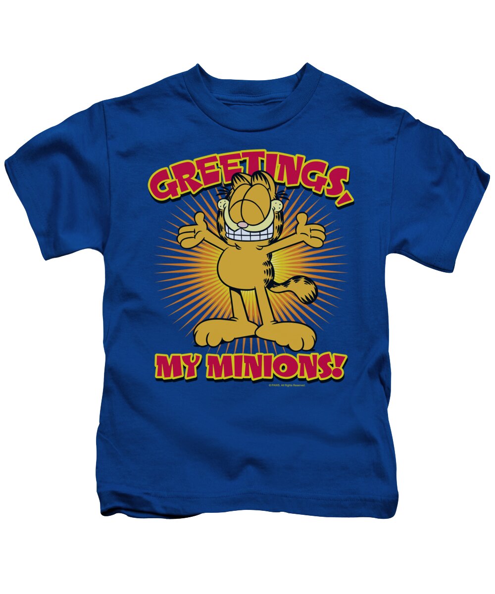 Garfield Kids T-Shirt featuring the digital art Garfield - Minions by Brand A