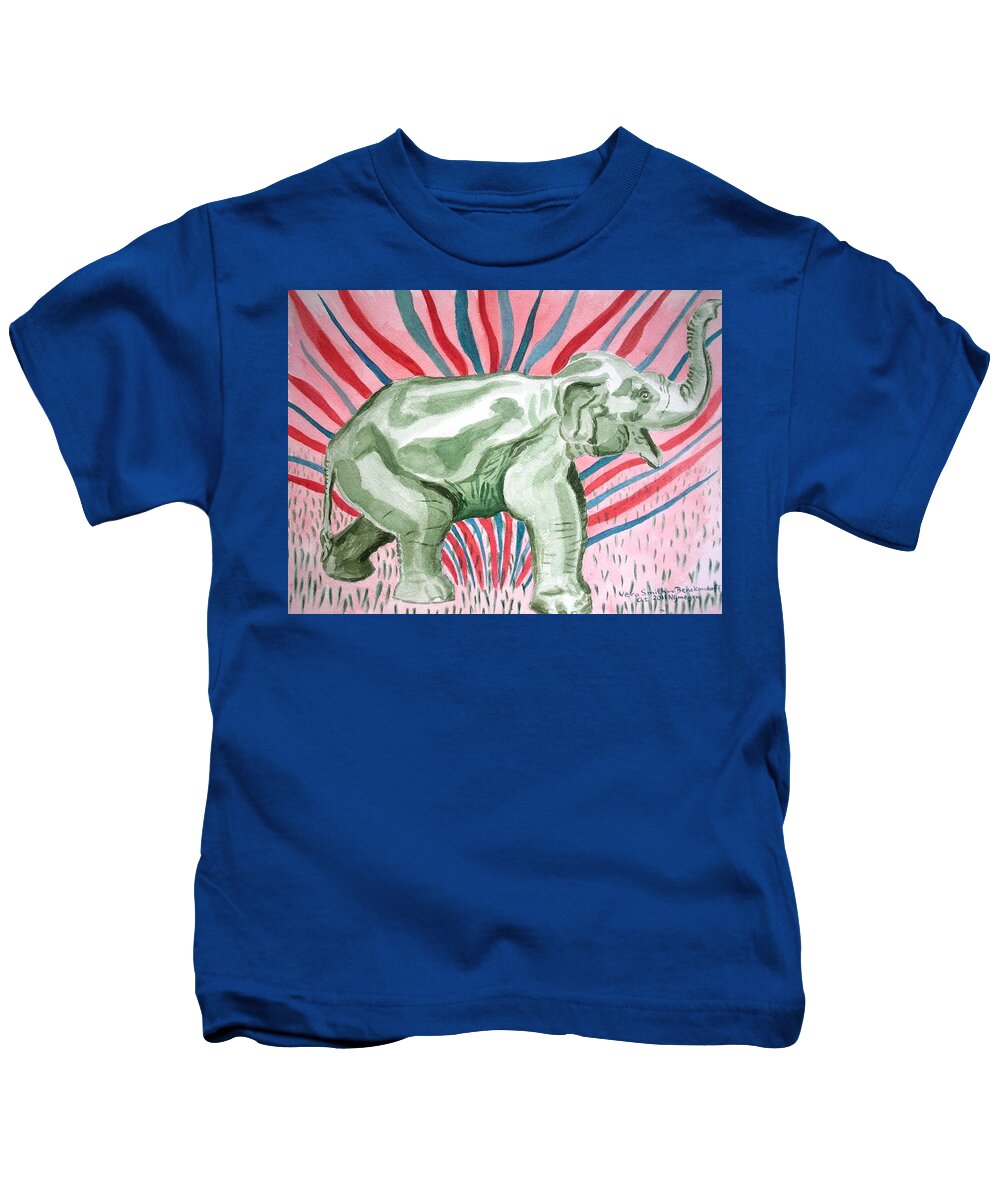Elephant Kids T-Shirt featuring the painting Gleeful Elephant by Vera Smith