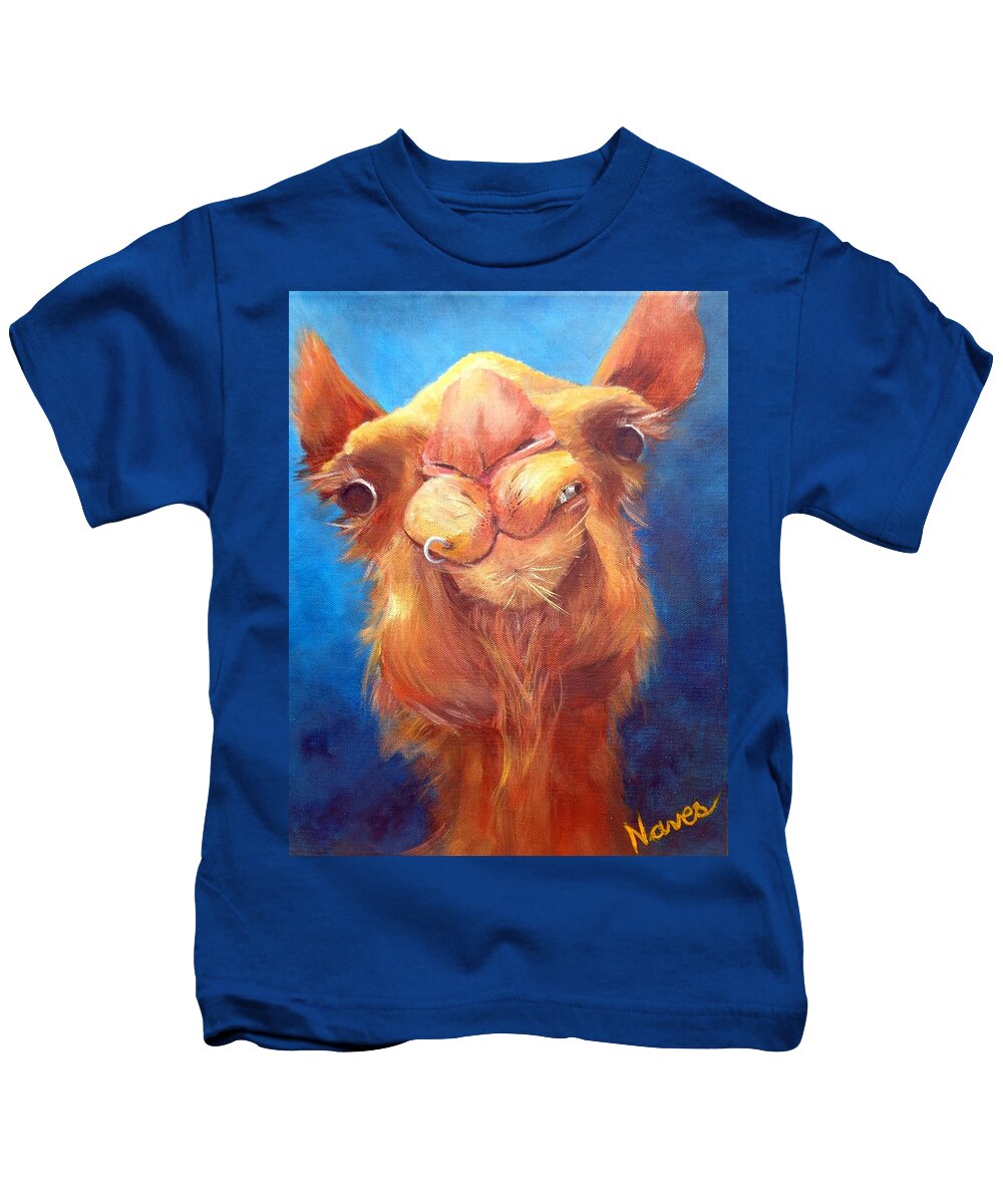 Camel Kids T-Shirt featuring the painting Jay Z Camel by Deborah Naves