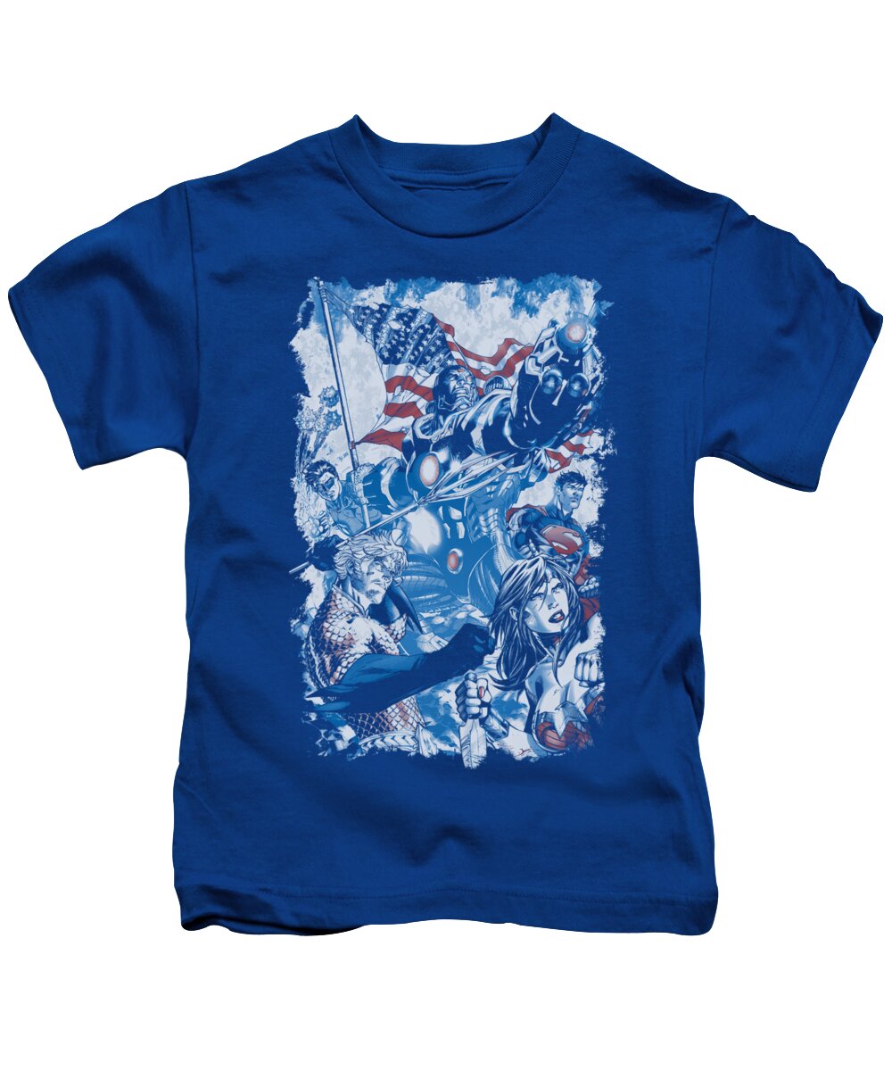 Justice League Of America Kids T-Shirt featuring the digital art Jla - American Justice by Brand A