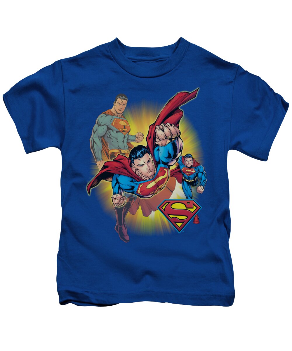 Justice League Of America Kids T-Shirt featuring the digital art Jla - Superman Collage by Brand A