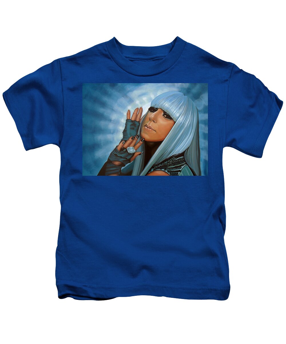 Lady Gaga Kids T-Shirt featuring the painting Lady Gaga Painting by Paul Meijering