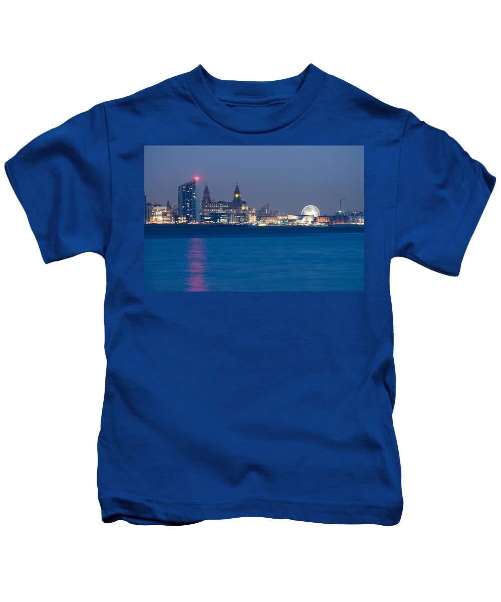 3 Graces Kids T-Shirt featuring the photograph Liverpool Waterfront by Spikey Mouse Photography