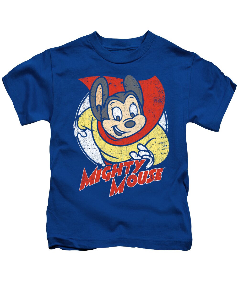  Kids T-Shirt featuring the digital art Mighty Mouse - Mighty Circle by Brand A