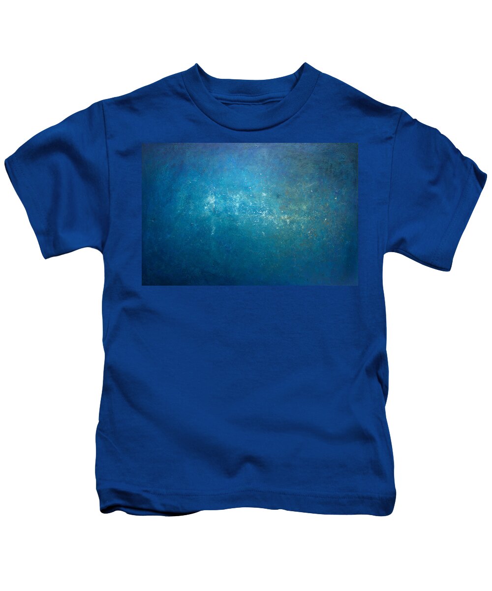 Derek Kaplan Art Kids T-Shirt featuring the painting Opt.1.15 Mr Blue Sky by Derek Kaplan