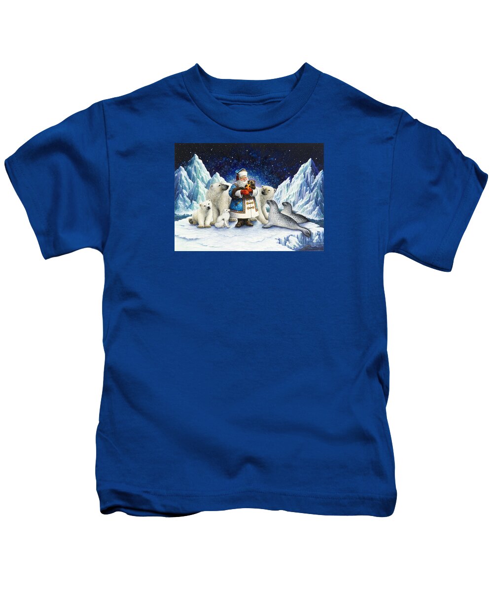 Santa Claus Kids T-Shirt featuring the painting Peace On Earth by Lynn Bywaters