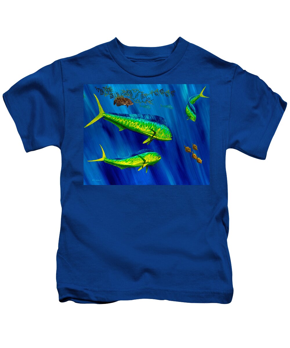 Dolphin Kids T-Shirt featuring the painting Peanut Gallery by Steve Ozment
