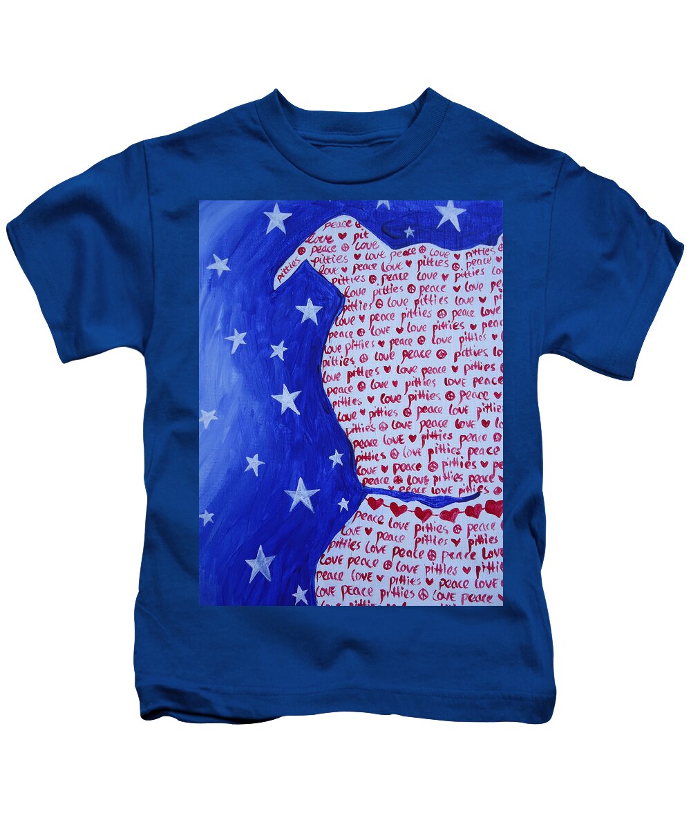 Pitbull Kids T-Shirt featuring the painting Pittie Love by Leslie Manley