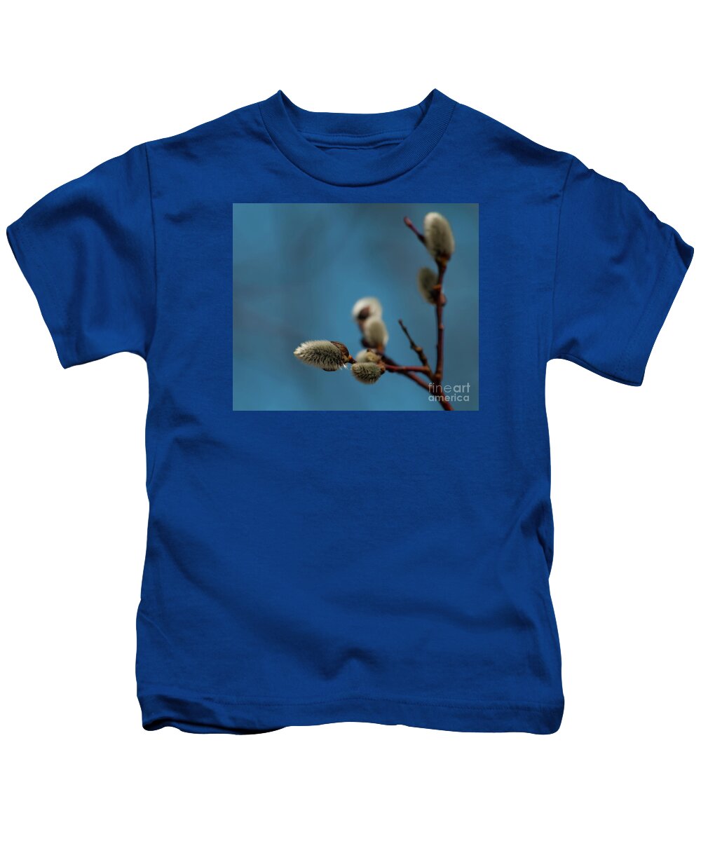 Festblues Kids T-Shirt featuring the photograph Pussy Willow... by Nina Stavlund