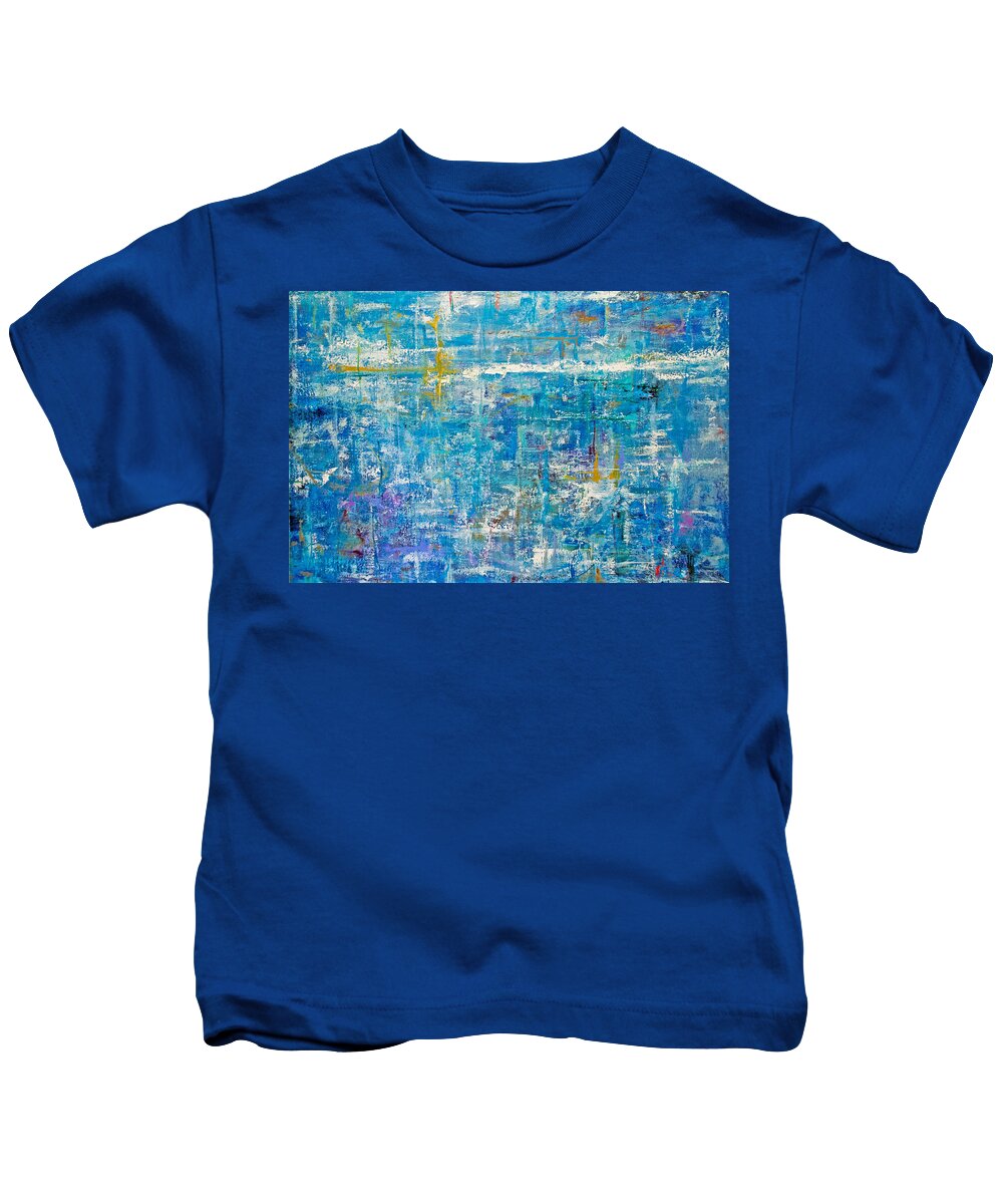 Derek Kaplan Art Kids T-Shirt featuring the painting Rider In The Sky by Derek Kaplan