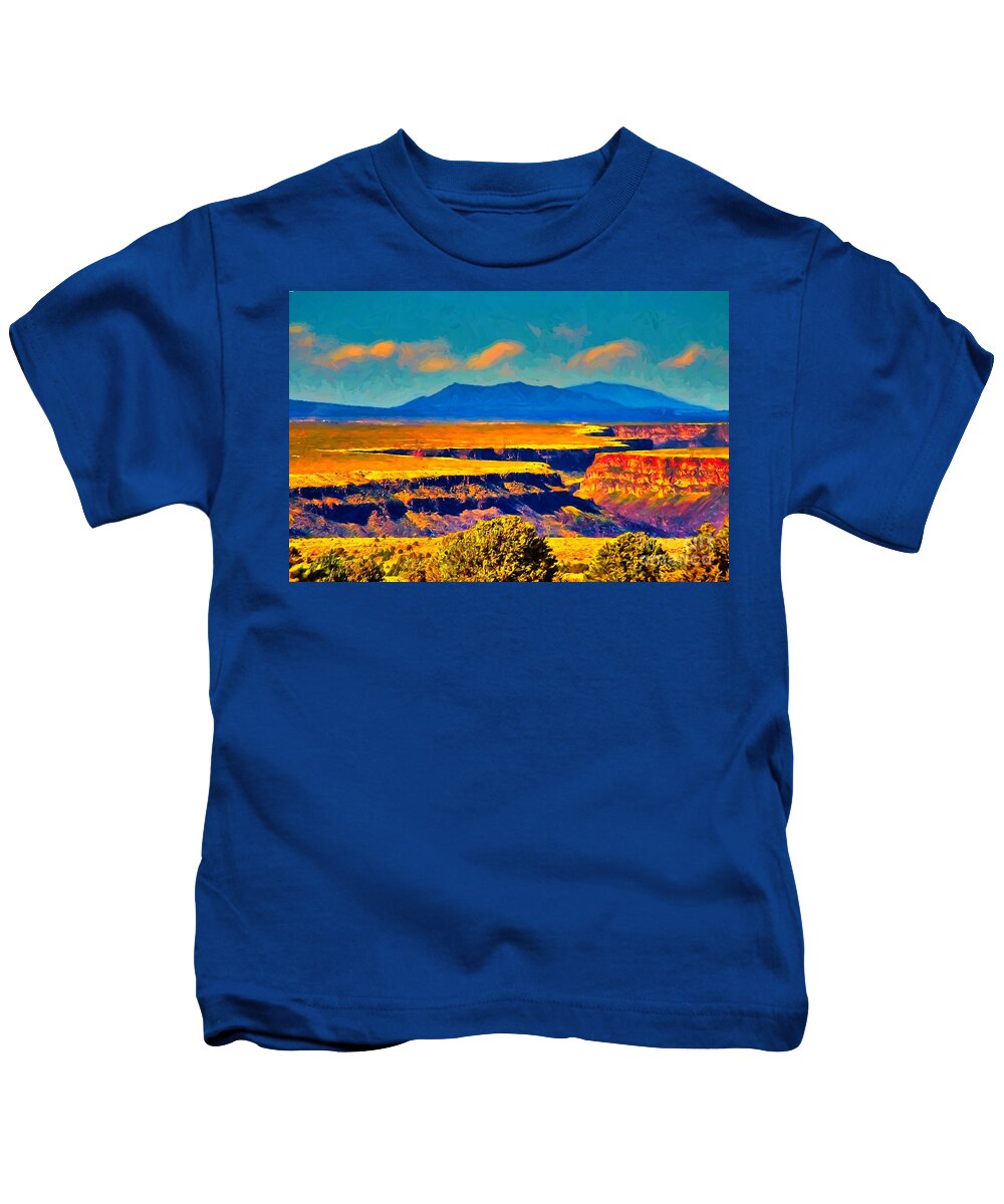 Santa Kids T-Shirt featuring the painting Rio Grande gorge LV by Charles Muhle