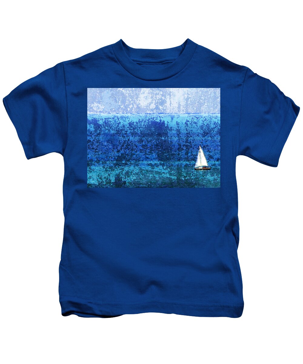 Sailboat Kids T-Shirt featuring the digital art Sailboat w Texture by Anita Burgermeister