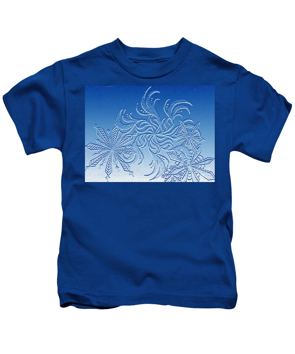 Snowflakes Kids T-Shirt featuring the digital art Snowflakes by Lynellen Nielsen