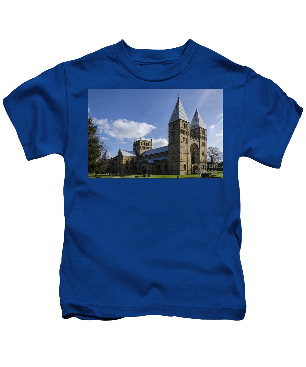 Southwell Minster Kids T-Shirt featuring the photograph Southwell Minster - north west by Steev Stamford