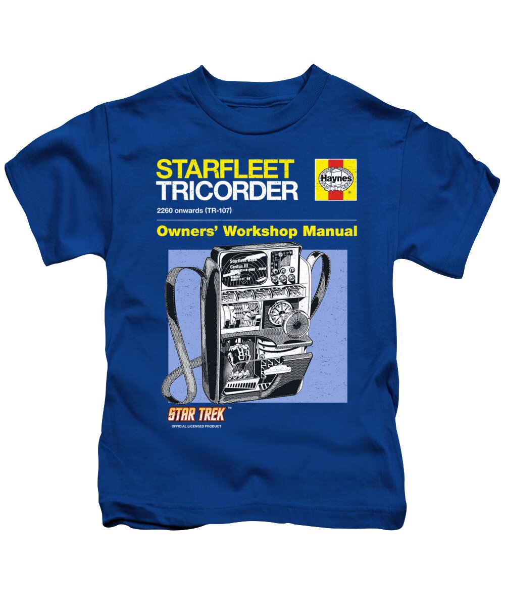  Kids T-Shirt featuring the digital art Star Trek - Tricorder Manual by Brand A