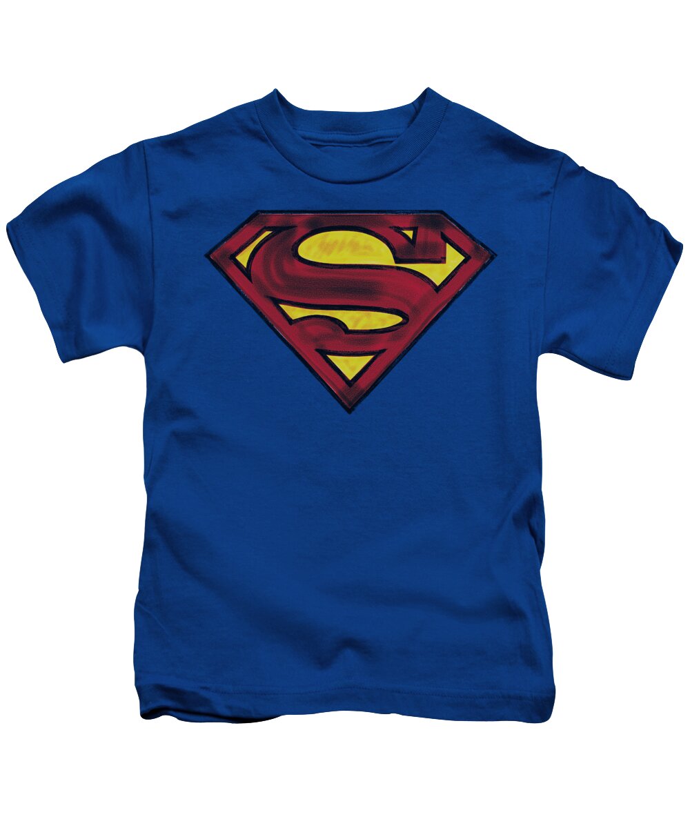 Superman Kids T-Shirt featuring the digital art Superman - Charcoal Shield by Brand A