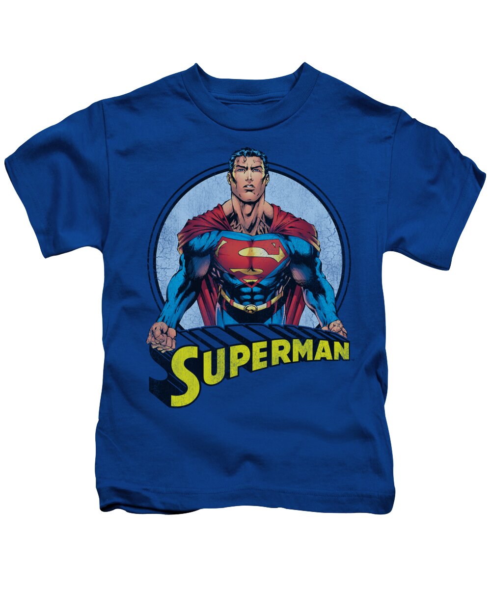 Superman Kids T-Shirt featuring the digital art Superman - Flying High Again by Brand A