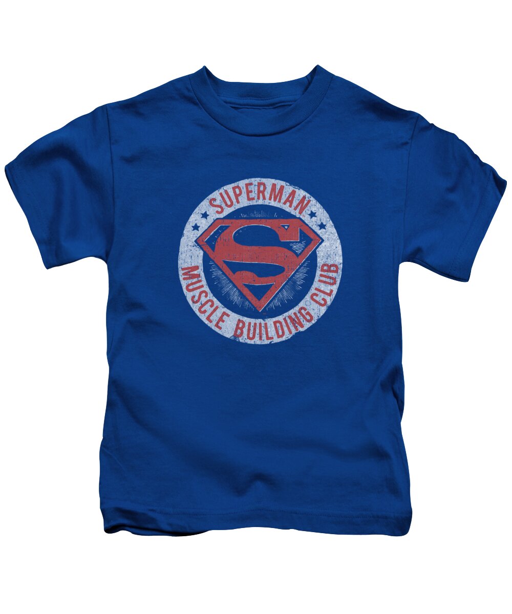 Superman Kids T-Shirt featuring the digital art Superman - Muscle Club by Brand A