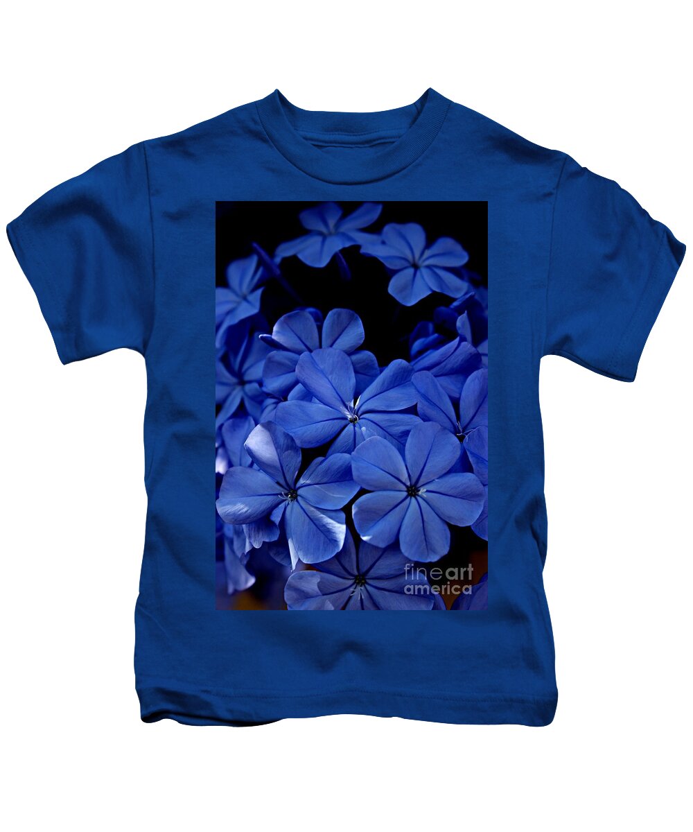 Plumbago Kids T-Shirt featuring the photograph The Blues by Clare Bevan