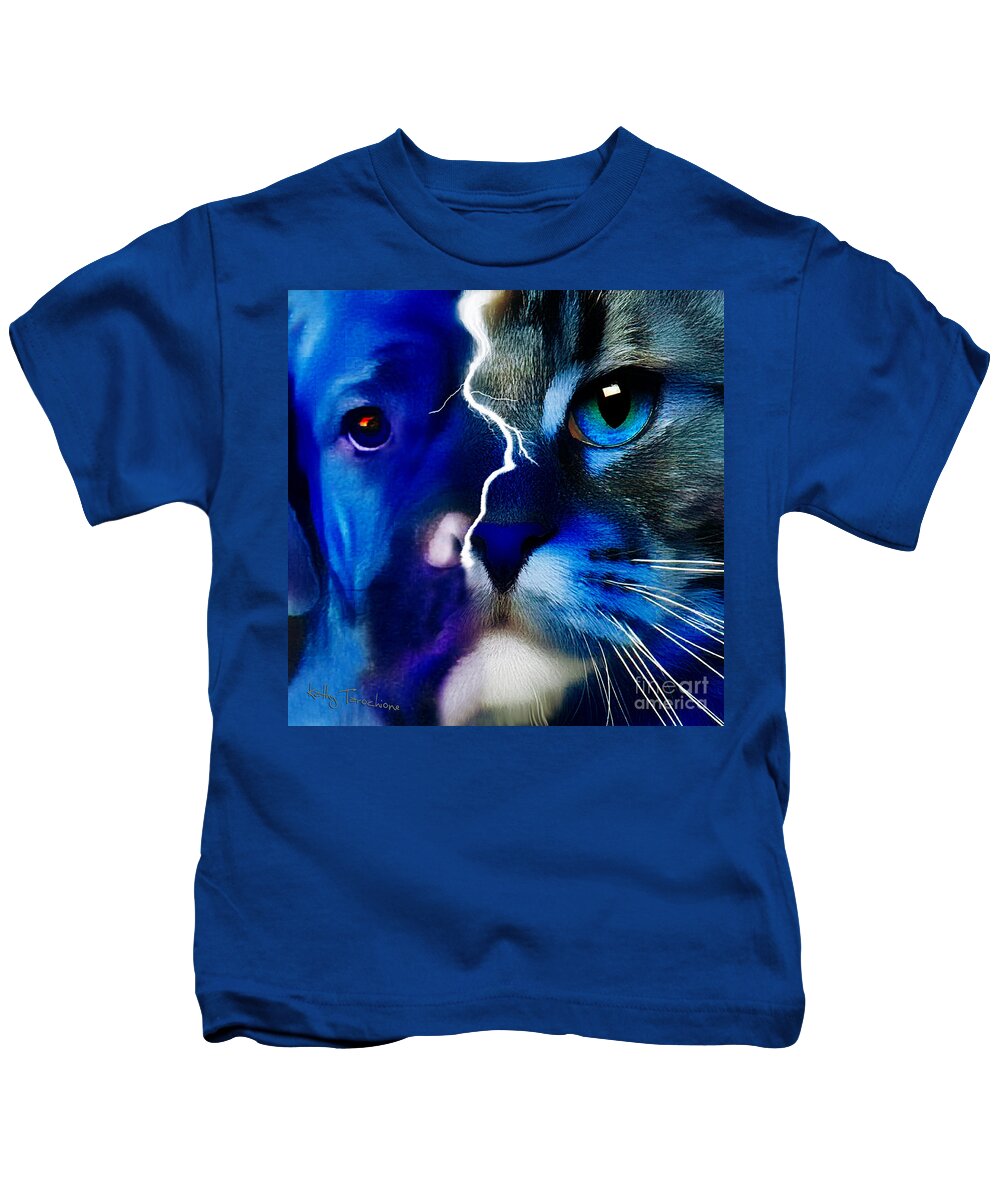 The Dog Connection Kids T-Shirt featuring the digital art We All Connect by Kathy Tarochione