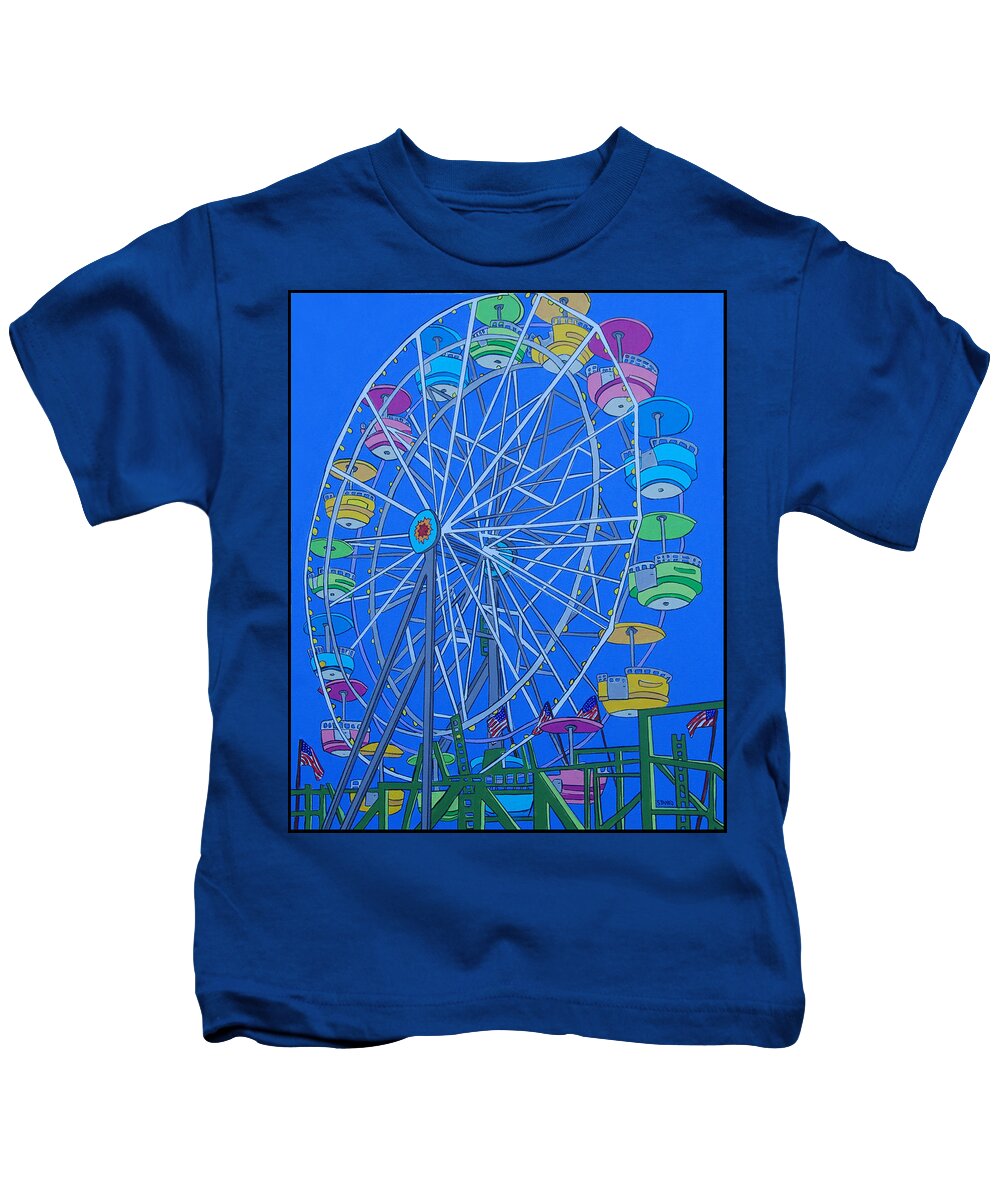 Stanko Kids T-Shirt featuring the painting The Ferris Wheel by Mike Stanko