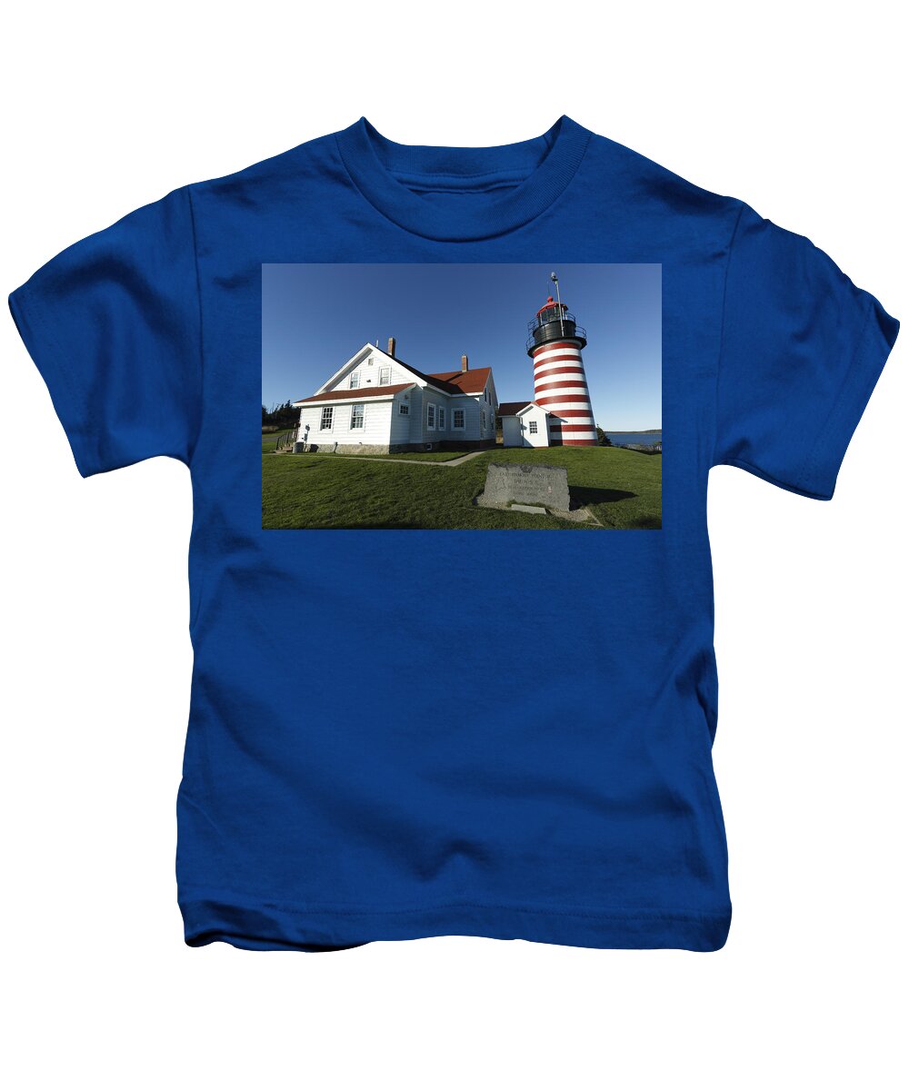 Feb0514 Kids T-Shirt featuring the photograph West Quoddy Lighthouse Lubec Maine by Scott Leslie