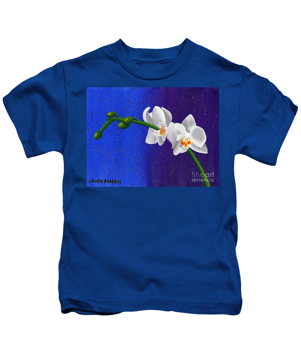 White Orchids Kids T-Shirt featuring the painting White Orchids by Laura Forde
