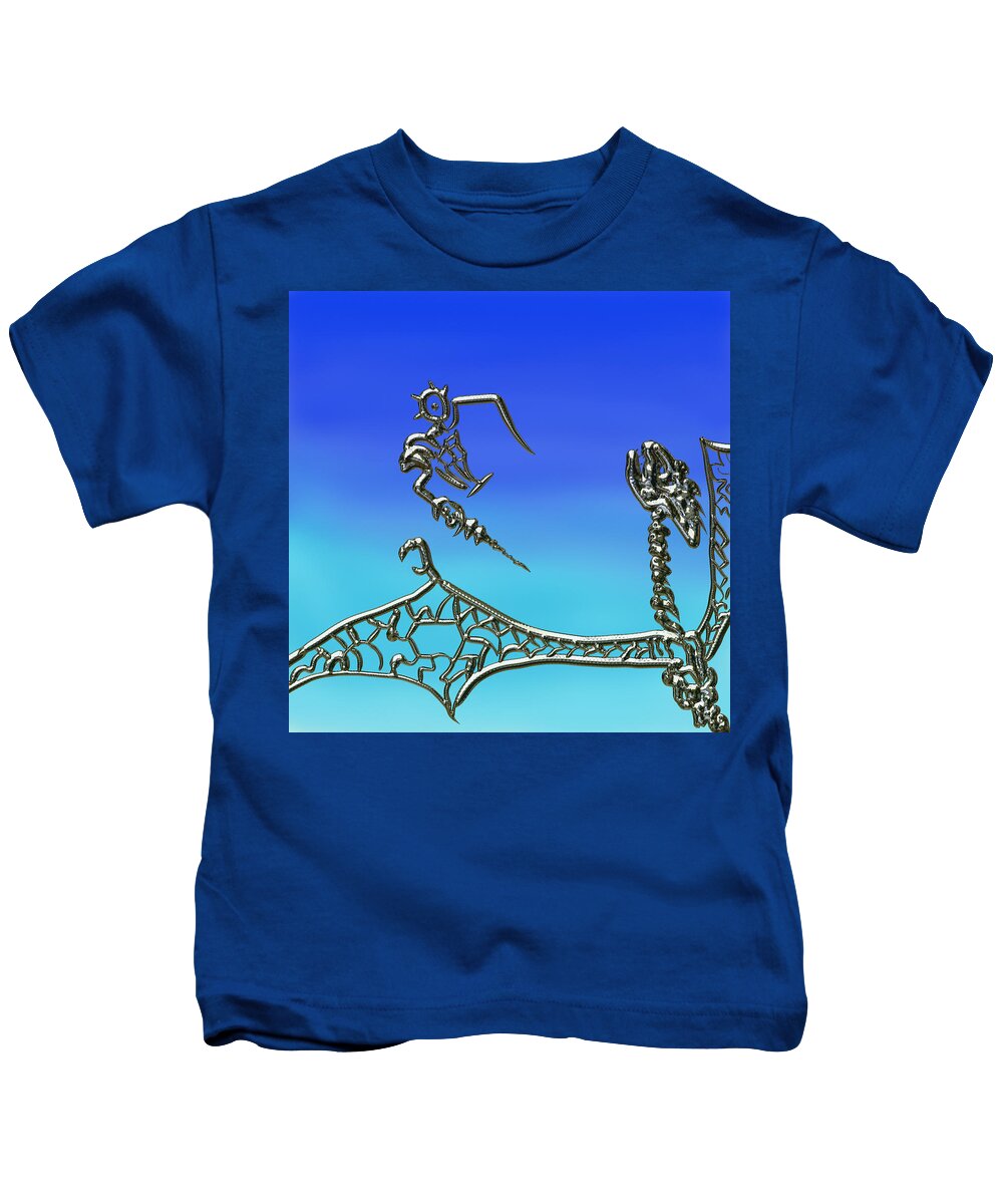 Dragon Kids T-Shirt featuring the mixed media The Dragon Slayer by Kevin Caudill
