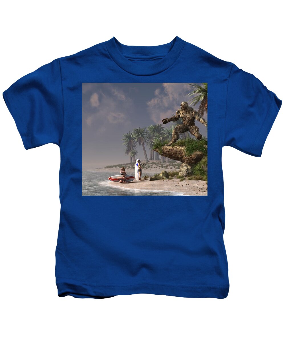 Surf Kids T-Shirt featuring the digital art The Surf God  by Daniel Eskridge