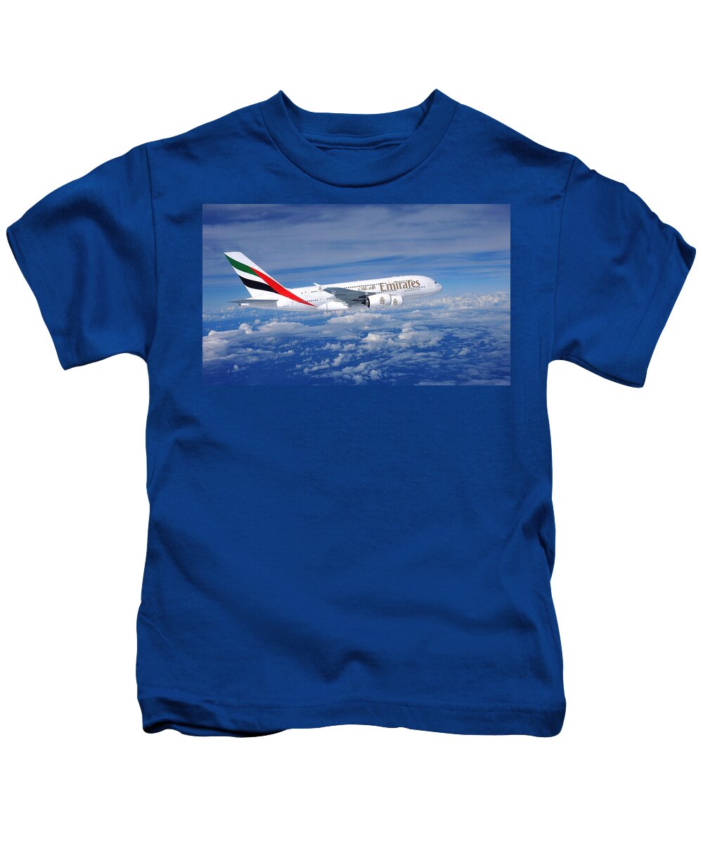 Airbus A380 Kids T-Shirt featuring the photograph Airbus A380 #1 by Mariel Mcmeeking