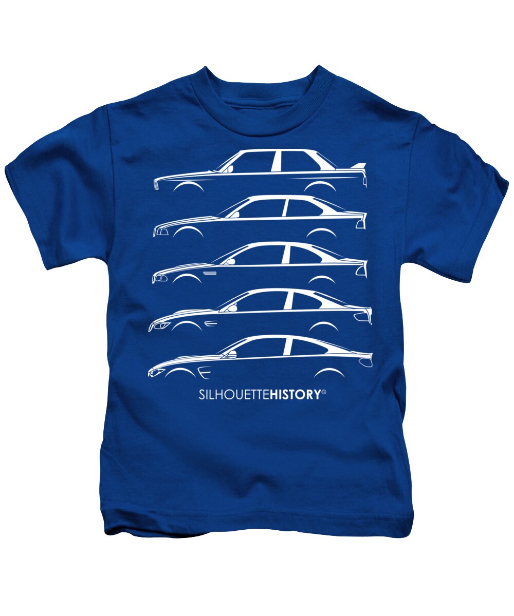Bavarian Car Kids T-Shirt featuring the digital art Bavarian M Three SilhouetteHistory #2 by Gabor Vida