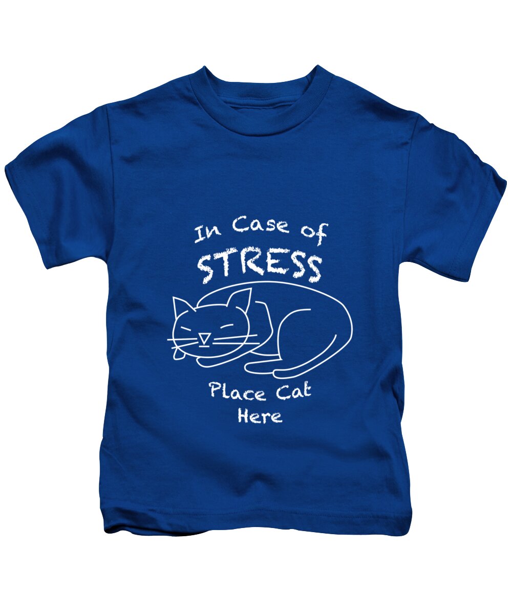 Cat Kids T-Shirt featuring the drawing In case of stress, place cat here t-shirt #2 by David Smith