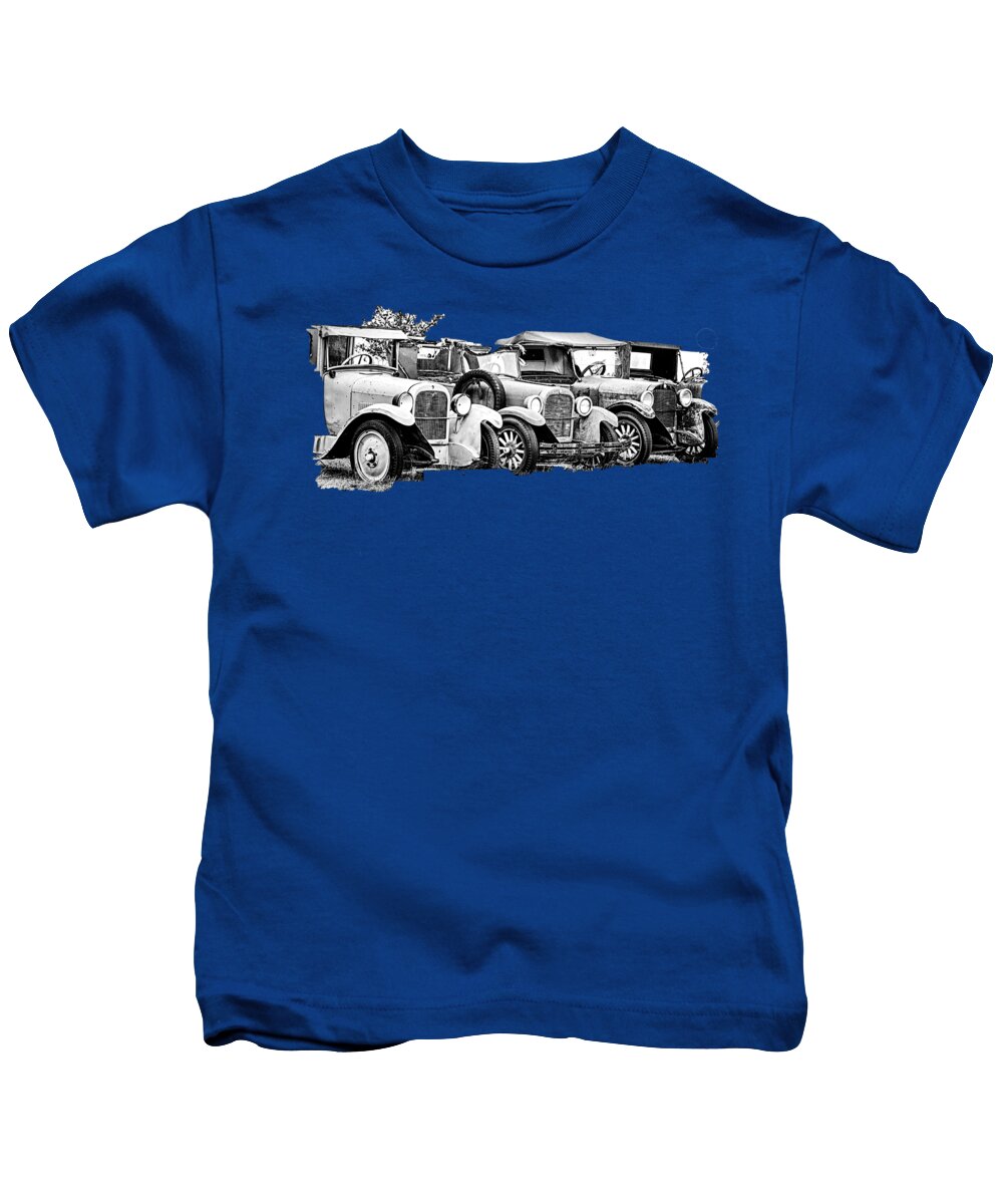  Wall Art For Living Room Kids T-Shirt featuring the photograph 1920s Vintage Cars by David Millenheft