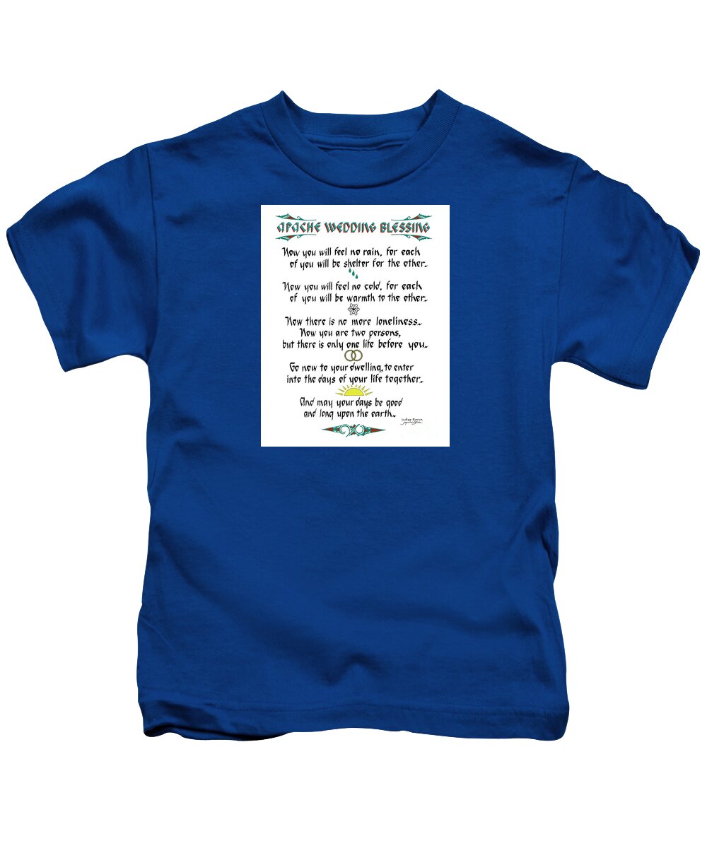 Native American Kids T-Shirt featuring the drawing Apache Wedding Blessing #1 by Jacqueline Shuler