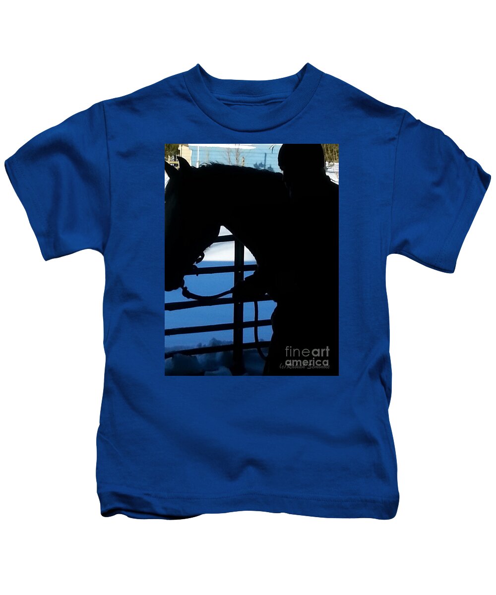 Horses Kids T-Shirt featuring the photograph Friends #2 by Rabiah Seminole