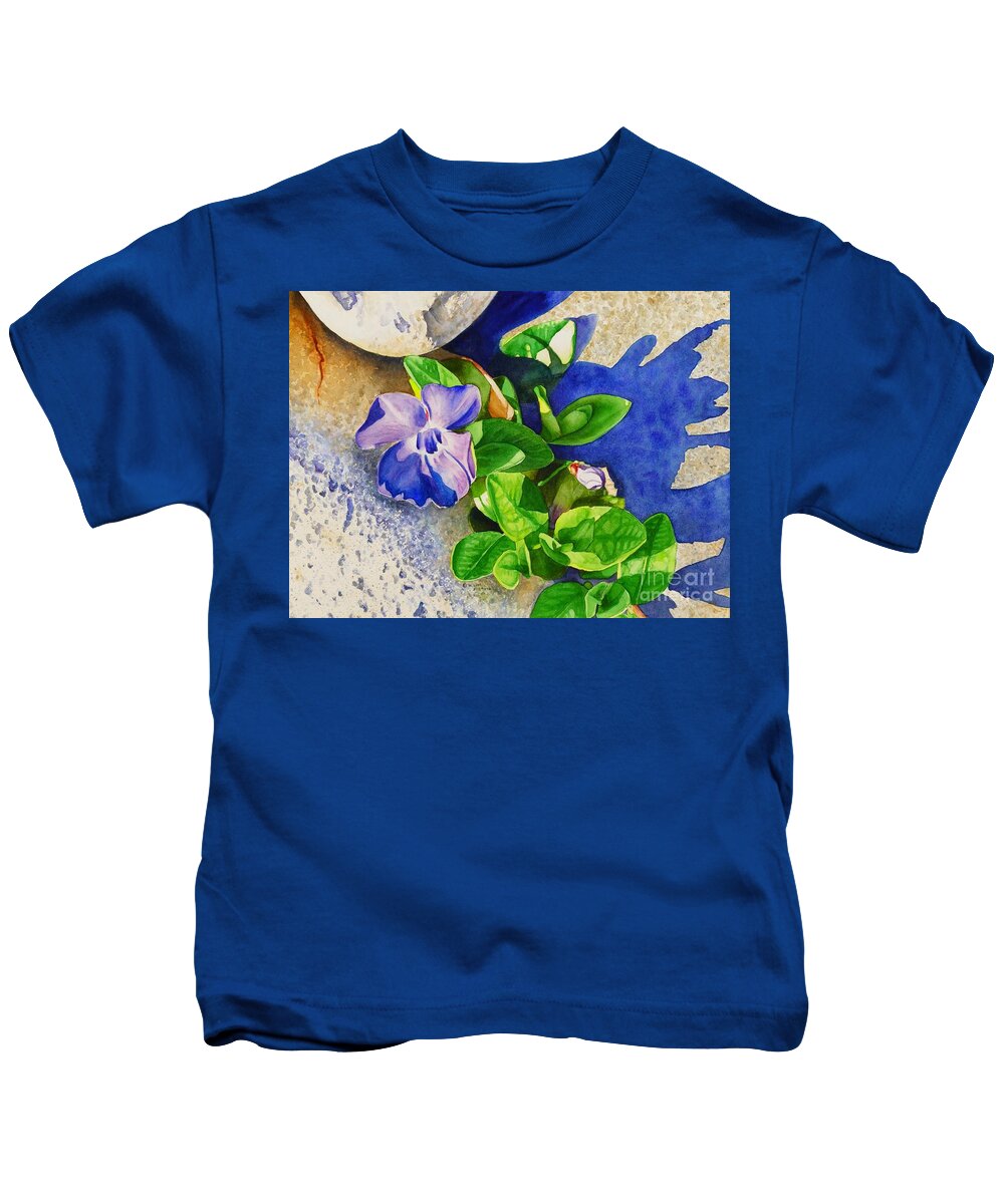 Floral Kids T-Shirt featuring the painting #236 Vinca minor #236 by William Lum