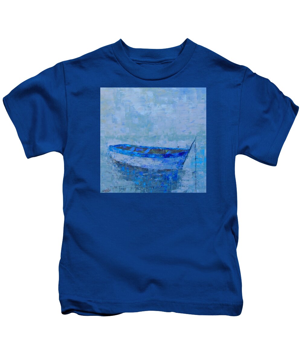 Boat Kids T-Shirt featuring the painting Boat of Provence #10 by Frederic Payet