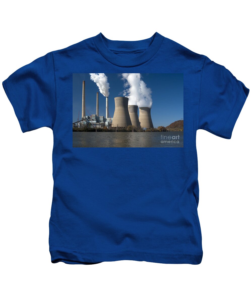 Tower Kids T-Shirt featuring the photograph Three cooling towers at a power plant. #4 by Anthony Totah