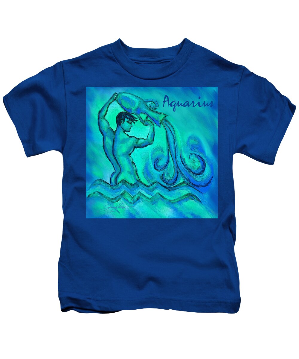 Aquarius Kids T-Shirt featuring the painting Aquarius by Tony Franza