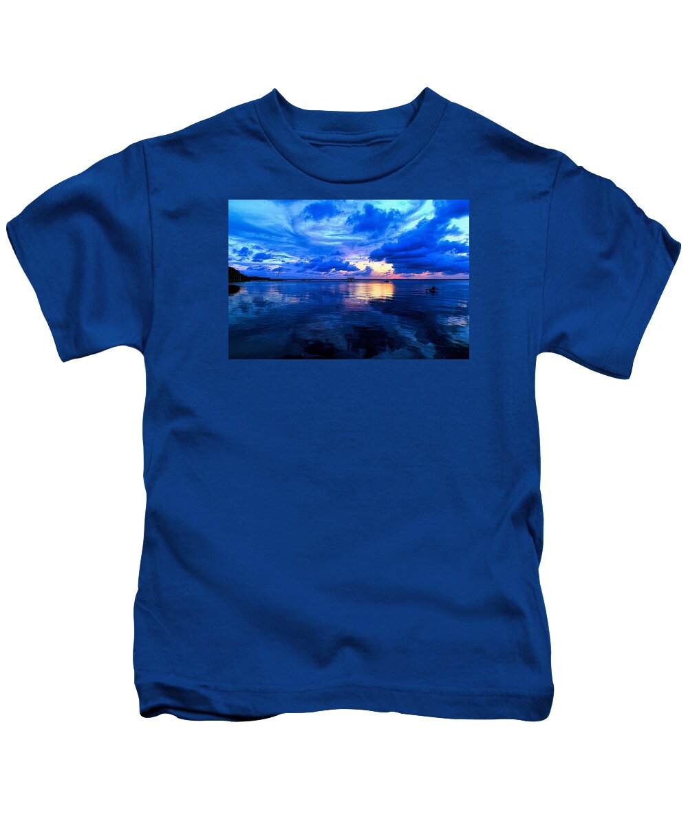 Saint Johns River Kids T-Shirt featuring the photograph Blazing Blue Sunset by Anthony Baatz