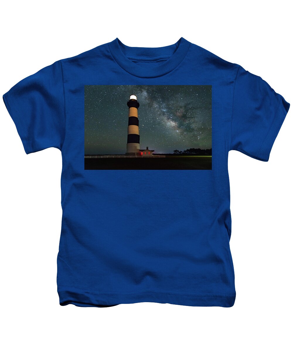 Bodie Lighthouse Kids T-Shirt featuring the photograph Bodie Lighthouse Milky Way by Norma Brandsberg
